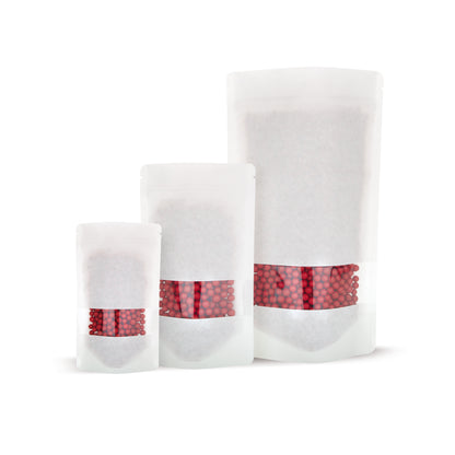 Sacchetto con fondo piatto in carta kraft bianca con finestra 6-WEB